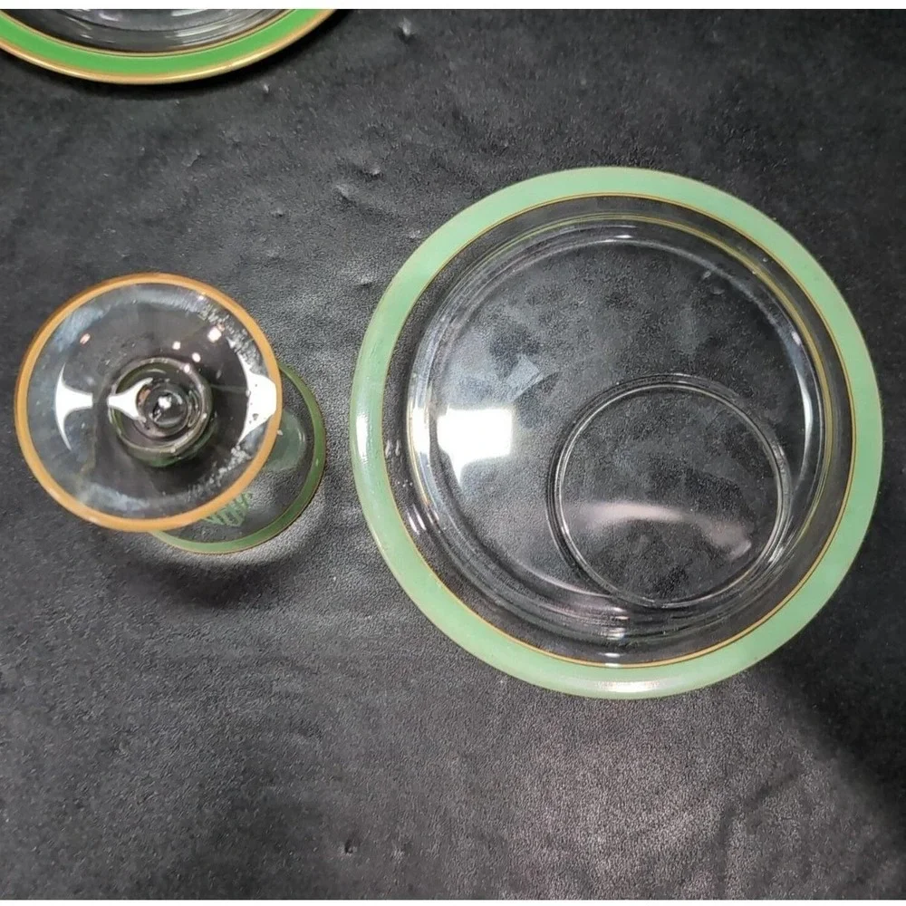 Mid-Century Modern Snack Plates, Set of 4,‎ Vintage Gold Trim Decor, Tableware